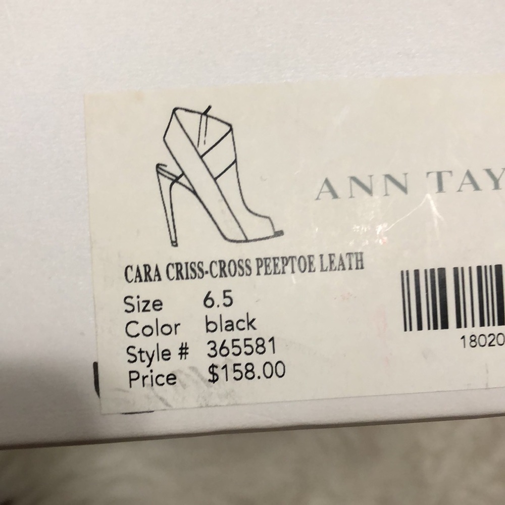 ANN TAYLOR • Elegant Black & Brown Open Toe Heels w Side Zipper Detail - Picture 10 of 16